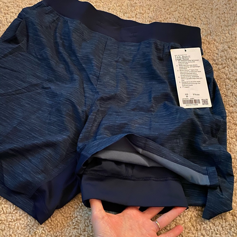 Lululemon Blue T.H.E. Shorts 7” Lined Nulux Sz M - Picture 7 of 8